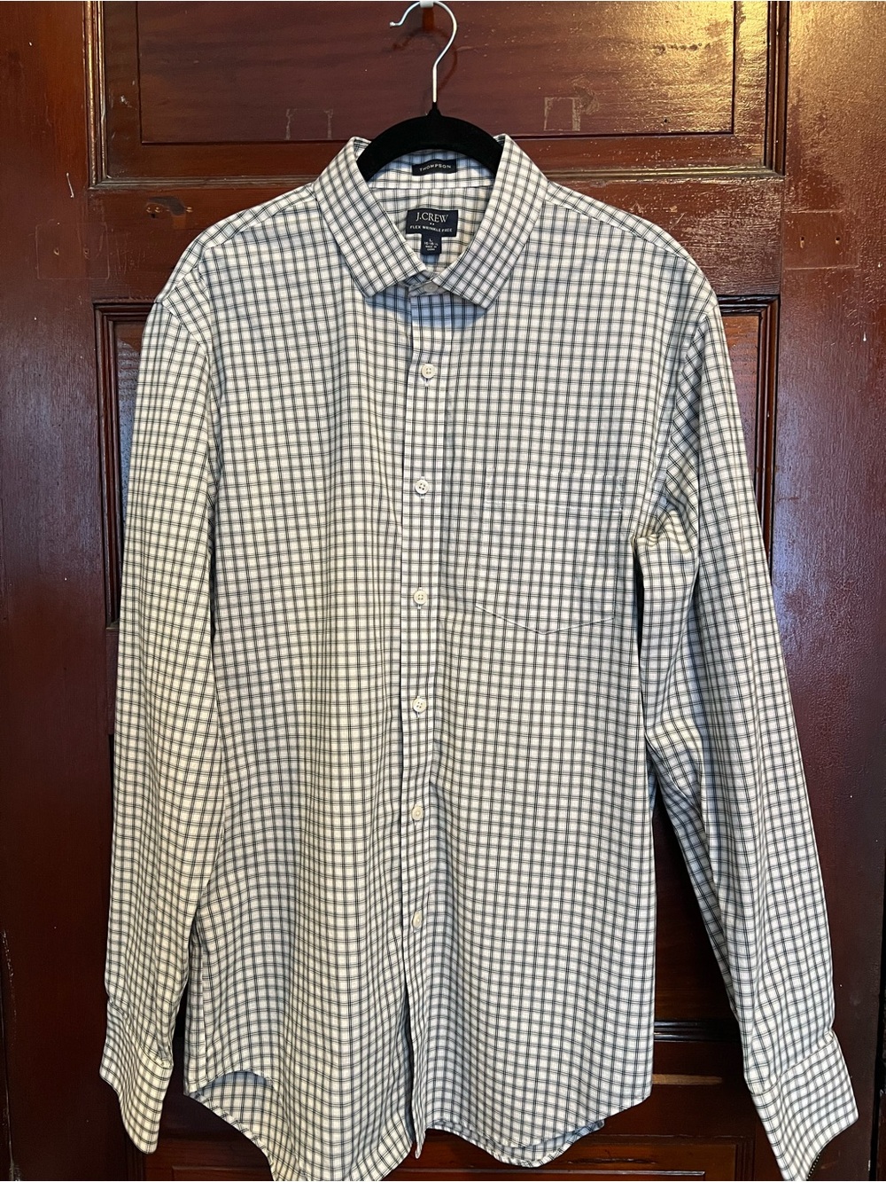 J. Crew Men’s Thompson Flex Wrinkle Free White & Hunter Green Button-Down Shirt
